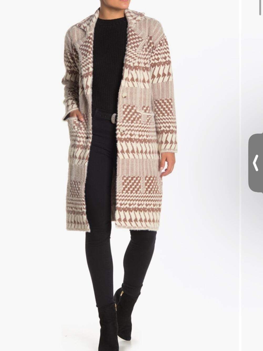 Love Token Womens M Zendaya Knee Length Sweater Coat Cardigan NEW